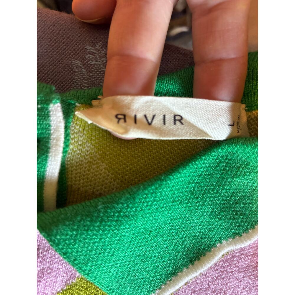 RIVIR Geometric Knit Top Skirt Set Womens size L 2 Piece Matching Stretch Outfit - Picture 5 of 16
